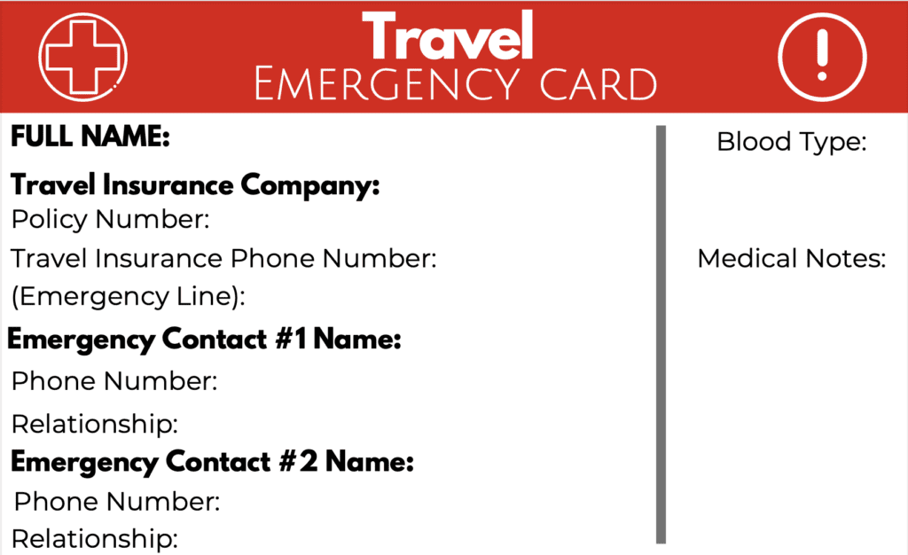 Make sure to keep on hand a card or list containing all your essential health information such as your blood type, any allergies you may have, your emergency POC, etc. 