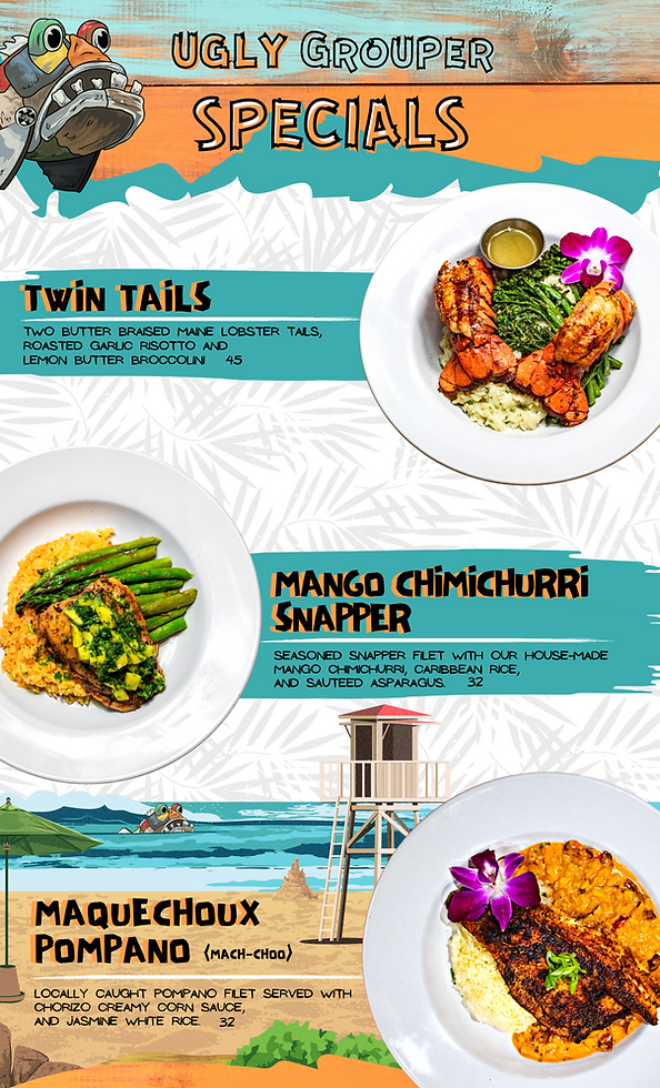 AMI's Ugly Grouper's special menu options