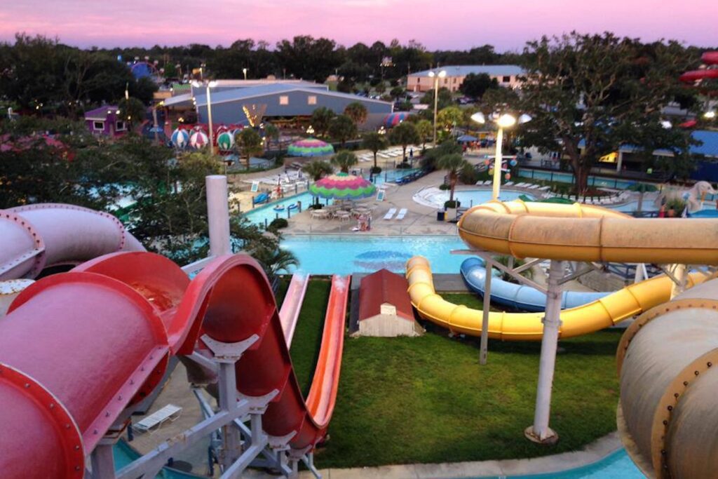 Sam's Fun City and Surf City in Pensacola. If you're in Navarre, visit this water park with your family, and have the best time on its water slides and many different games and attractions.