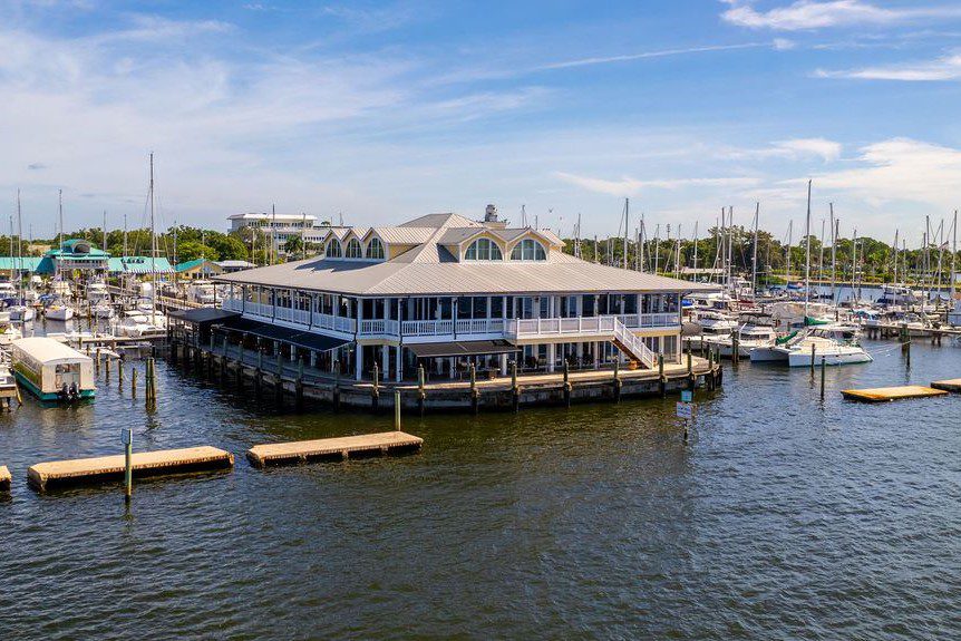 The Riverhouse Waterfront restaurant, a very famous destination in Palmetto, a 20 minute drive from Anna Maria Island. Rain or shine, this restaurant has its doors open for you.