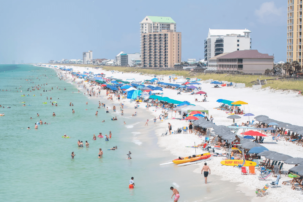 Navarre's public beach, with its crystal clear waters and fine white sands