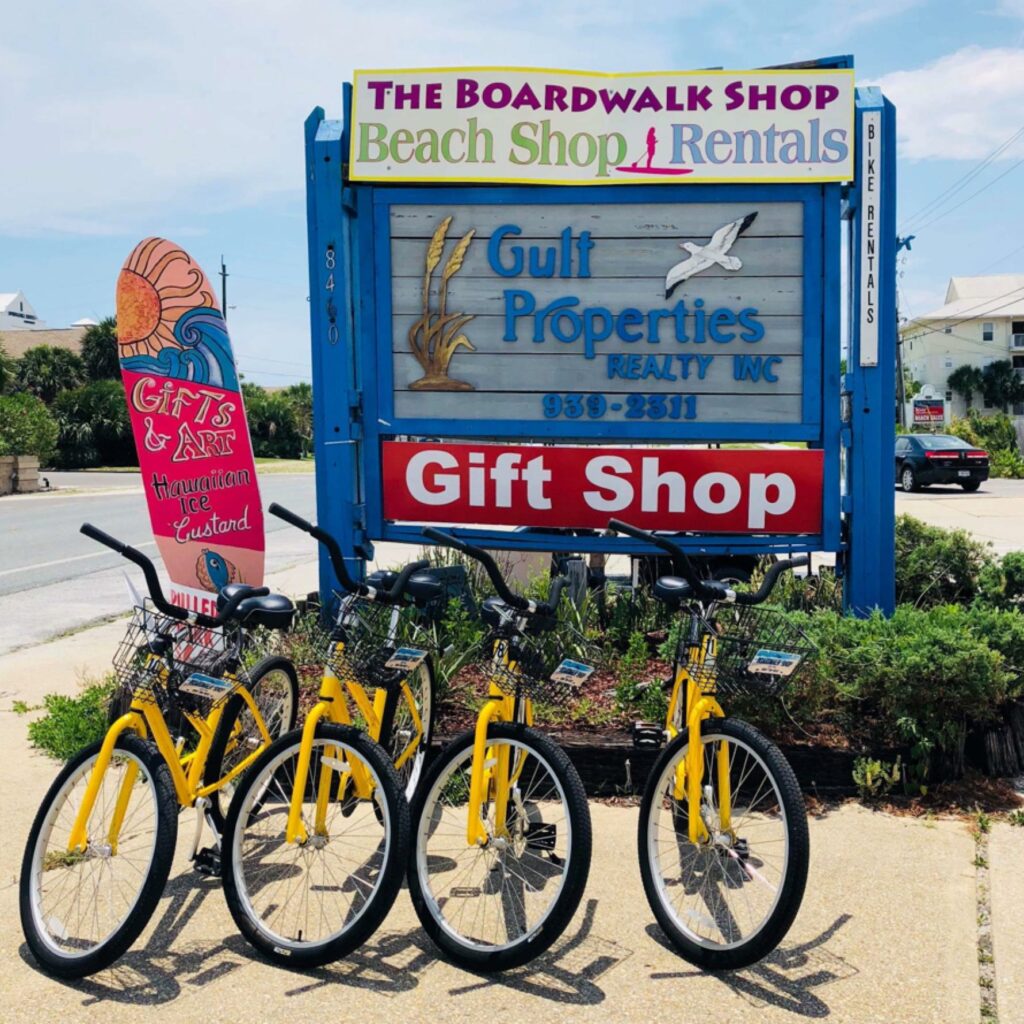 The Boardwalk Shop of Navarre beach, offering free lessons with all their rentals.
