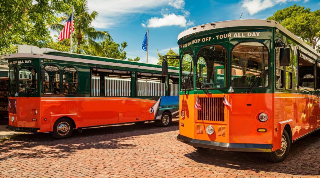 The Anna Maria Island Trolley, a colorful and fun transportation method the discover the island