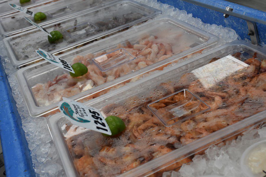 Cortez Fish Market's wide selection of fresh pink shrimp, jumbo shrimps, clams, oysters, and so much more.