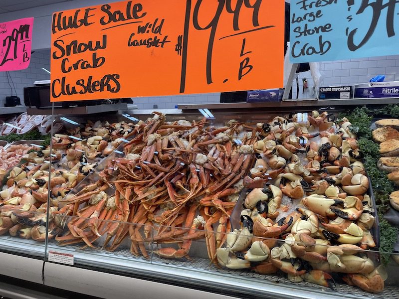 The wide fresh seafood collection at Detwiler's Farm Market in Palmetto, ranging from wild caught red snapper to king crabs.
