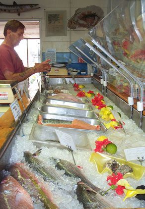 The freshest collection of snappers, groupers, oysters and scallops, displayed at Start Fish Co's seafood market.