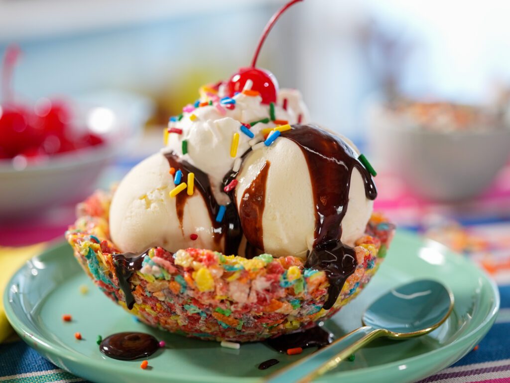 Edible Cereal Treat Bowls for Ice Cream Sundaes.